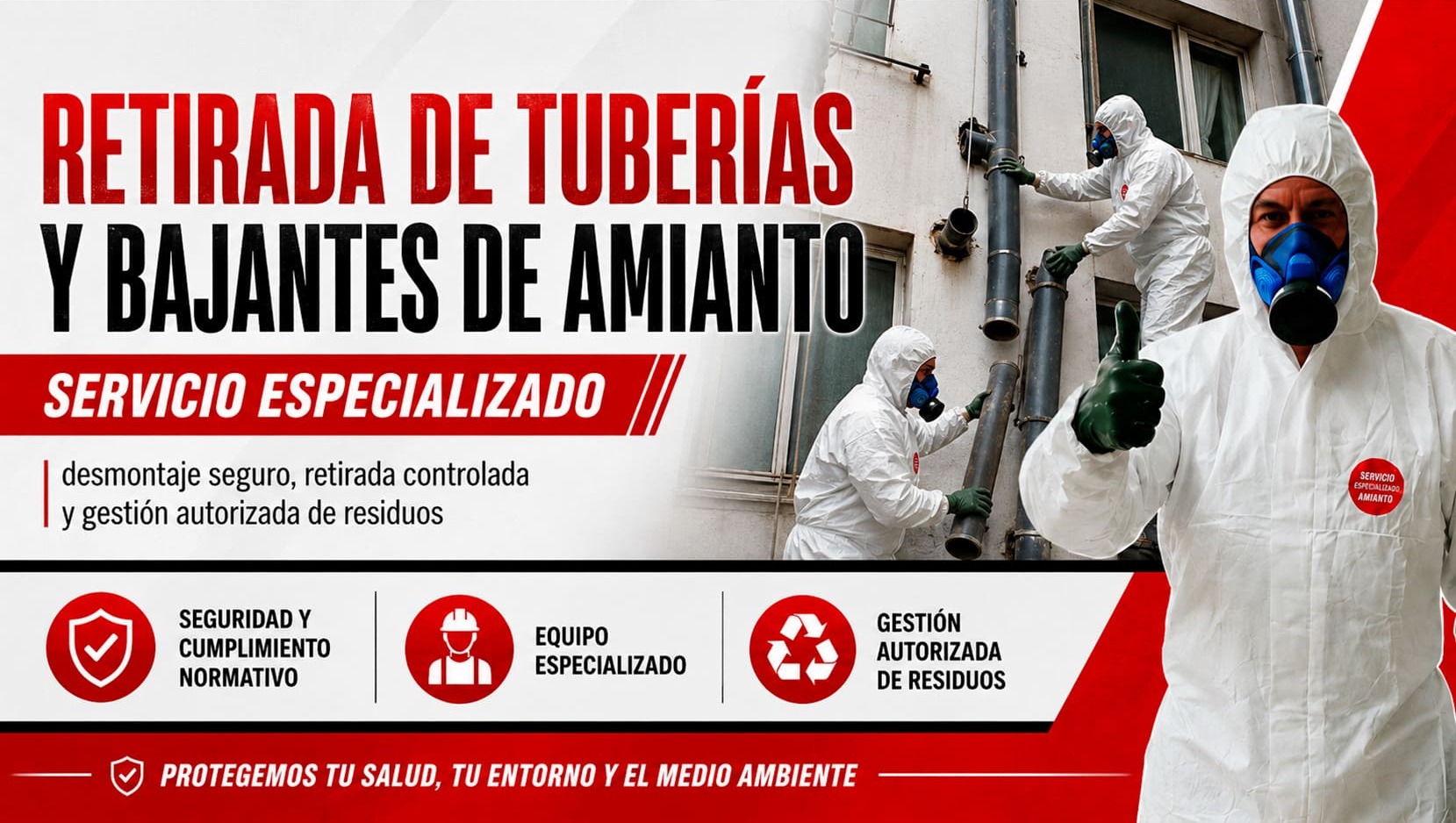 Retirada de tuberías y bajantes de amianto