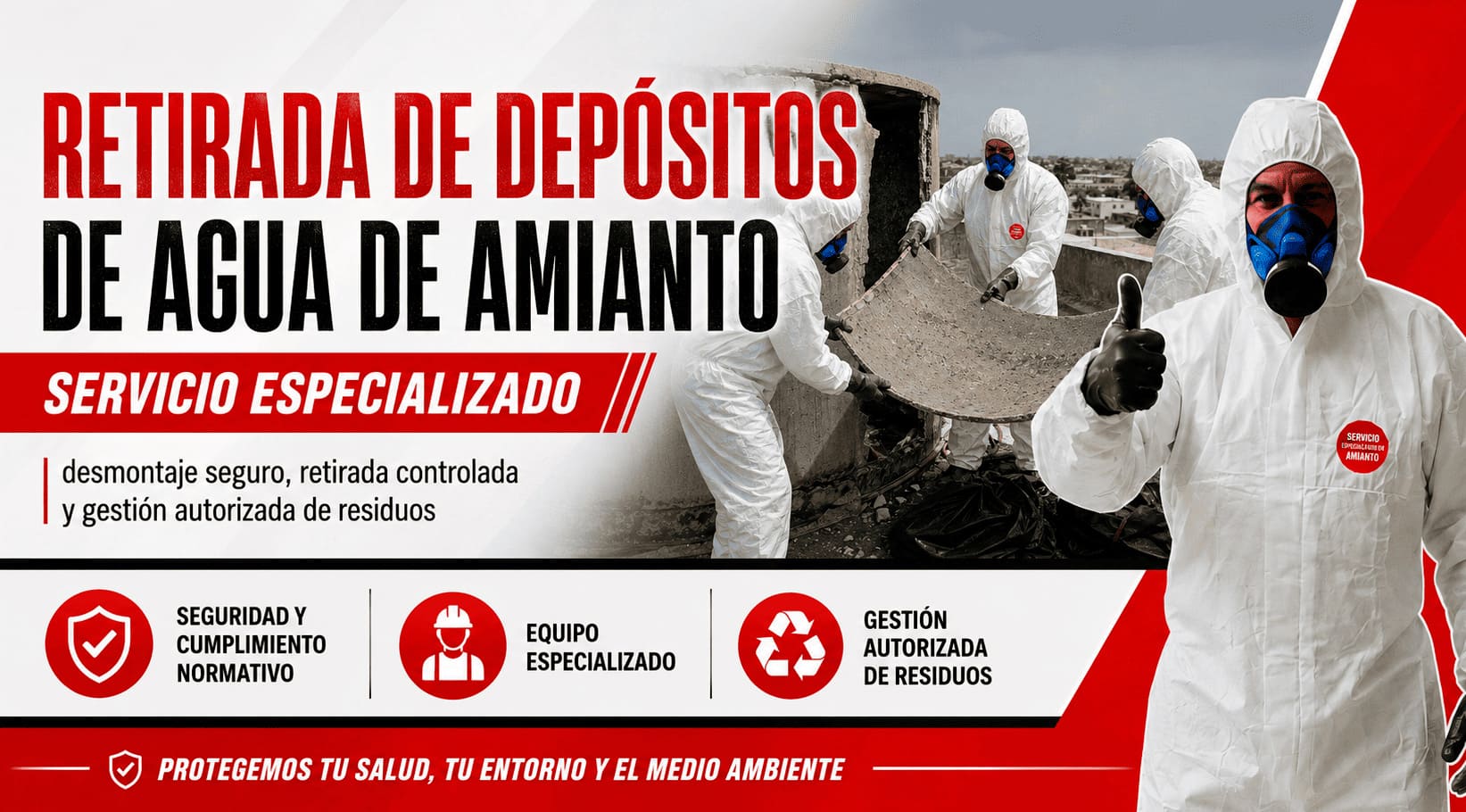 Retirada de depósitos de agua de amianto